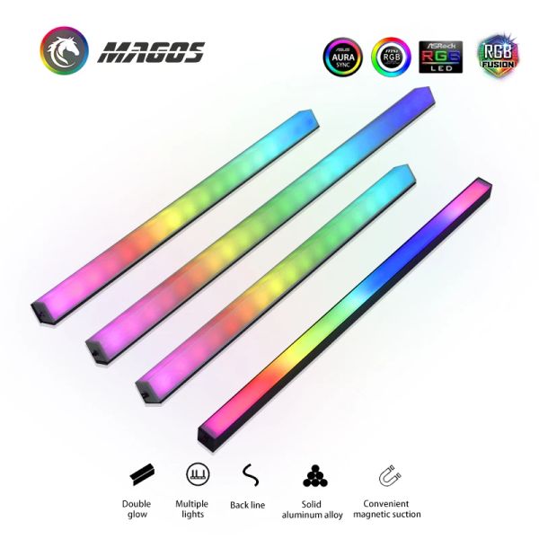 Refroidissement magnétique RGB LED LED Barre de bande d'éclairage pour décoration d'armoire PC Argb Pollution Atmosphère Symphonie 30/40 cm 12V / 5V ASUS AURA SYNC