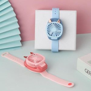 Koeling Mini Watch Electric Fan Handheld Student Creatieve Draaibare Afneembare Oplaadbare USB Opladen Pols Mute Zomerfans Voor Buiten Buiten