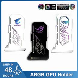 Refroidissement mod GPU Support LED Éclairage LED 5V 3pin Argb Vertical Carte Bracket avec logo MSI / ROG / AORUS / TUF / IGAME, MOD VGA Holder Aura Sync