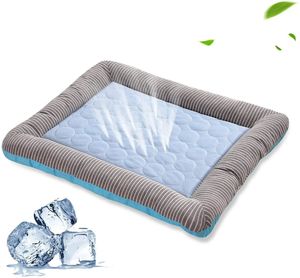 Cama de almohadilla de enfriamiento para perros gatos gatitos gatito alfombra fría manta de mascota material de seda de hielo suave para verano dormido rosa azul transpirable 240411