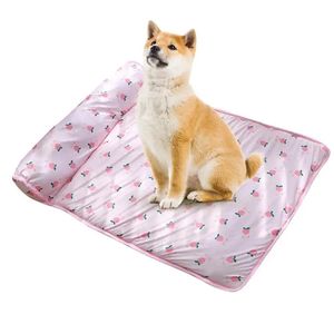 Tampon de refroidissement pour chien Icy Cool Sleeping Mattress avec oreiller pour animaux de compagnie Mat de couverture auto-machine lavable 240416