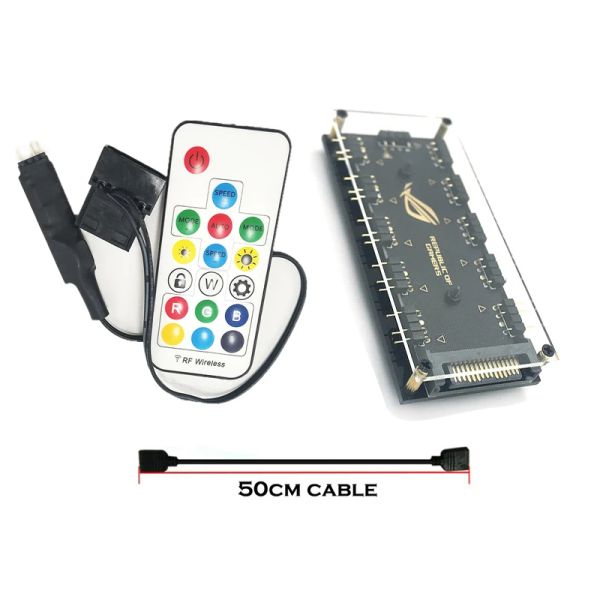 Kit de iluminación RGB de enfriamiento, Molex 4P o SATA Potencia a 5V 3pin Uso del controlador ARGB para el bloque de agua del ventilador de soporte u otras luces argb de 3pin 3pin