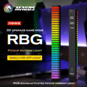 Koeling RGB -geluidsregeling Pick -up Atmosfeer Licht Net Red App Control Oplaadbare kleurrijke auto Desktop Music Rhythm Light USB aangedreven