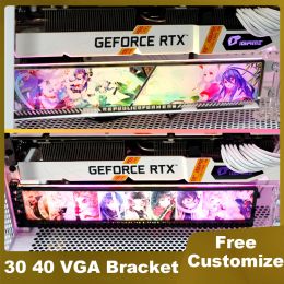 Refroidissement RTX 3090 4090 RVB VGA Holder, MOD 4080 4090 Bracket GPU Anime, Cabinet de jeu PC personnalisé Panneau d'éclairage décoratif Aura Sync