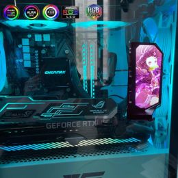 Koeling VGA Card GPU Vertical Stand Bracket, 12V RGB of 5V ArgB Multistyle verlichte grafische ondersteuning M/B Sync, gratis aanpassing