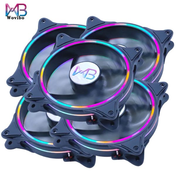 Refroidissement wovibo 120 mm ventilateur pc ordinateur ordinateur refroidisseur de chaleur refroidisseur molle molex interface muett ventilateur arc-en-ciel LED 12V 12cm ventilador