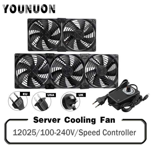 Refroidissement Younuon 120 mm 3000rpm Ventilateur refroidissement avec contrôleur 12cm 1220V 220V BTC Machine Châssis Workstation Armort Radiator Server Fan