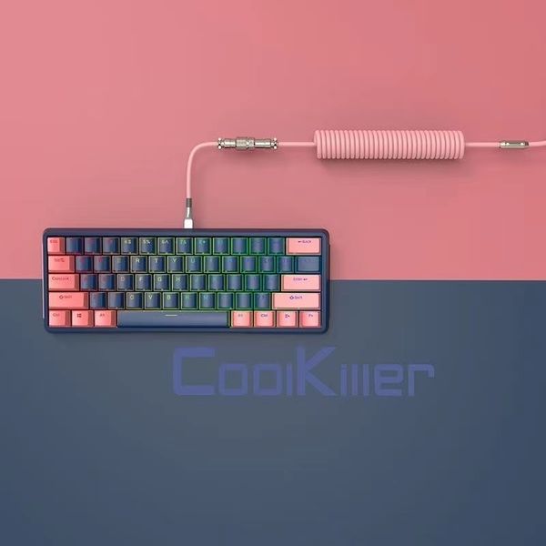 Coolkiller DIY 61 Key Game Clavier mécanique avec Hotswap OEM RGB Effet d'éclairage Câble spiralé Ergonomie Mini clavier filaire