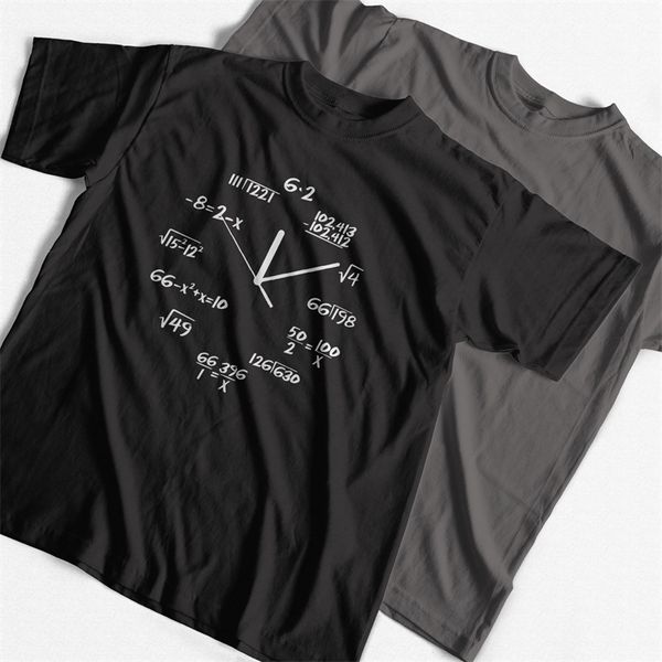 COOLMIND 100% algodón reloj de matemáticas estampado divertido hombres camiseta casual manga corta cuello hombres camiseta fresca verano camiseta hombres camiseta 220521