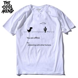 COOLMIND 100% coton hommes dino t-shirt mâle été lâche drôle t-shirt vous imprimez dinosaure t 210706