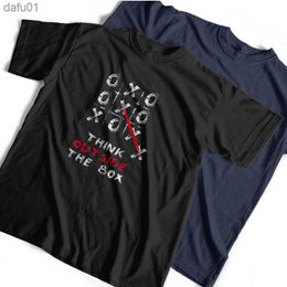 COOLMIND 100% algodón Think Outside The Box estampado camiseta Unisex Casual talla grande hombres camiseta Cool camiseta hombres camisetas Tops L230520