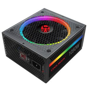 CoolMoon 1050W voeding Volledig modulair 80+ goud gecertificeerd met adresseerbare RGB-lichtkleurmodus RGB-1050-Rainbow