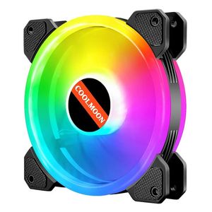 Coolmoon RGB-fan 12cm Sunshine-2 Dubbele Ring binnen en buiten Lichtgevende Mute Koeling Computer Case