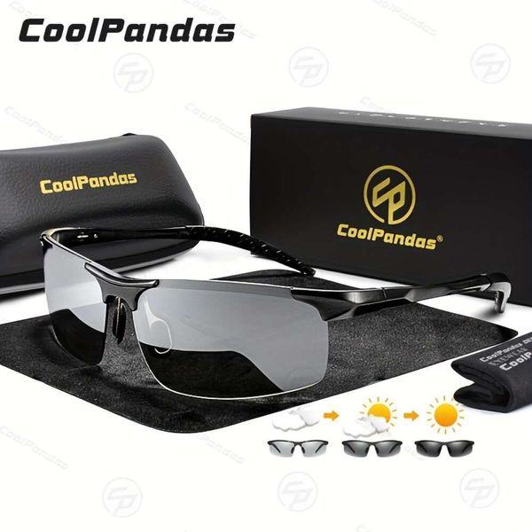 COOKPANDAS Aluminium Rimles sans lunettes de soleil photochromiques Men de soleil Polarisé Day Driving Glasses Lunes Anti-Glare Lunes, choix idéal pour les cadeaux