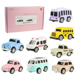 CoolPlay Leuke mini Diecast trekvoertuigen Model Toy metaal Mooie kleurrijke taxi busspeelgoed Legering auto voor kinderen cadeau 230509