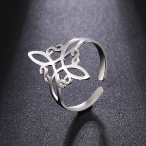 COOLTIME Anelli con nodo di strega Anelli regolabili in acciaio inossidabile per donna Gioielli con anello amuleto di protezione Wiccan incrociato