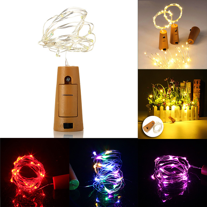 Drut miedziany łańcuchy świetlne 2M 20 diod LED zasilany z baterii DIY zaraza korka szklana lampka LED na butelkę wina na Xmas wesele Halloween