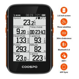 Coospo BC200 Wireless Bicycle Computer GPS Bike Speedometer Cycling Kilometerteller 2.6in Bluetooth5.0 Ant App Sync Hellope Altitude 240507