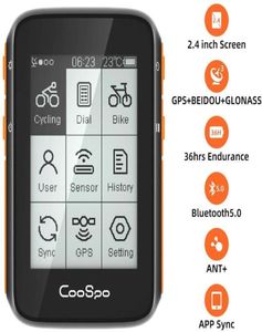 CooSpo Compteur de vélo sans fil GPS Compteur de vitesse Odomètre 24 pouces BLE50 ANT APP Capteur de synchronisation étanche avec support 2011207149327