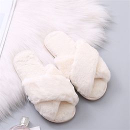 COOTELILI Vrouwen Thuis Winter Warme Schoenen Vrouw Slip op Flats Slides Vrouwelijke Nepbont Slippers 3641 Groothandel Y200424 GAI GAI GAI