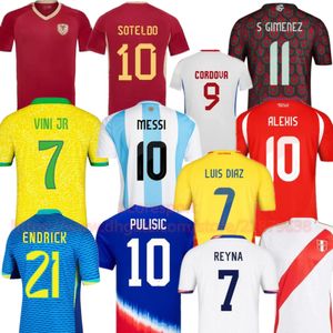 Copa America 2024 Soccer Jerseys Venezuela Soteldo Uruguay Chile Peru Luis Diaz James Home Away Football Shirts USA Pulisic Kit 23 24