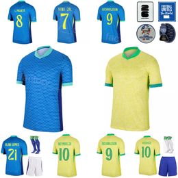 Copa America 24-25 Soccer 14 Fabricio Bruno Jerseys National Team 9 Gabriel Jesus 15 Joao Gomes 8 Lucas Paqueta 25 Lucas Beraldo Football Shirt Kits Mens Child