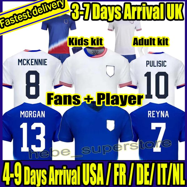 Copa América 24/25 EE. UU. HORAN Camisetas de fútbol Estados Unidos REYNA SWANSON PULISIC MORGAN McKENNIE ADAMS SMITH BALOGUN Kit para niños Camiseta de fútbol uniforme