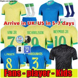 Copa Brazils America Cup Soccer Jerseys Camiseta de Futbol Paqueta Raphinha Football Shirt Maillot Marquinhos Vini Jr Brasil Richarlison Men Kids Woman Neymar