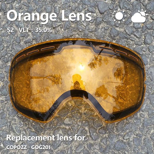 Copozz 201 Lens Ski Goggles Lens for Anti-Fog UV400 Big Spherical Ski Germes Snow Ggggles Lenses de lunettes Remplacement Lens seulement 240109