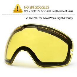Lentilles éclaircissantes originales de marque COPOZZ pour lunettes de ski de nuit du modèle GOG-201 lentille jaune pour teinte de lumière faible temps nuageux 240109