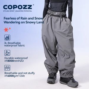 COPOZZ Brand Winter 3L Male Ski Pants Outdoor Sports Permeable Windproof Waterproof Female Snow Pant Warm Snowboard Trousers 231221