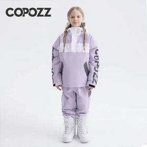 COPOZZ veste de Ski à capuche pour enfants pantalon pantalon chaud imperméable garçons filles en plein air snowboard hiver Ski costume ensemble enfants 240111