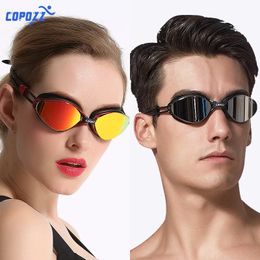 Copozz haute définition étanche anti-buée anti-ultraviolet placage plat lunettes de natation confortable antichoc hommes femmes 240322