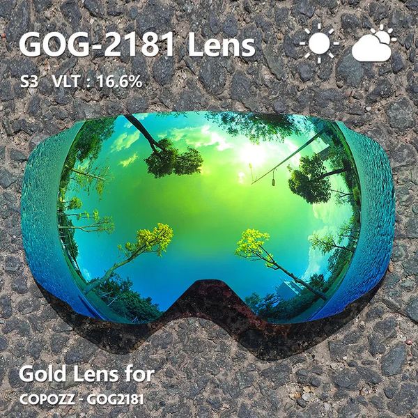 COPOZZ lentilles magnétiques pour lunettes de Ski lentille de GOG-2181 Anti-buée UV400 lunettes de Ski de neige sphériques lunettes de Snowboard lentille uniquement 240109