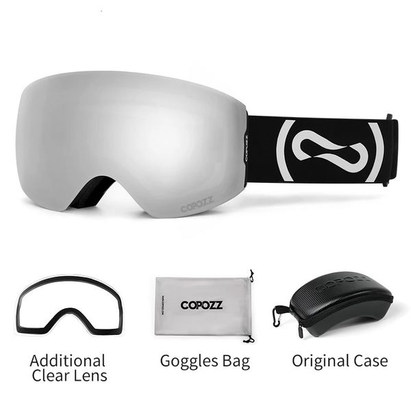 Copozz Magnetic Winter Ski Goggles UV400 Protection Anti-Fog Glêmes de ski mâle Clean Clear Case Kit Set Snowboard Eyewear 231221