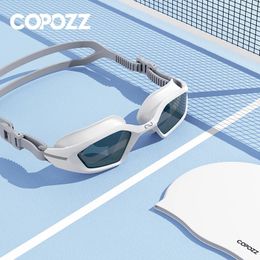 Copozz Men Professional Swimming bril elektroplate zwemglazen anti -mist UV Bescherming Verstelbare volwassen zwembrillen vrouwen 240417