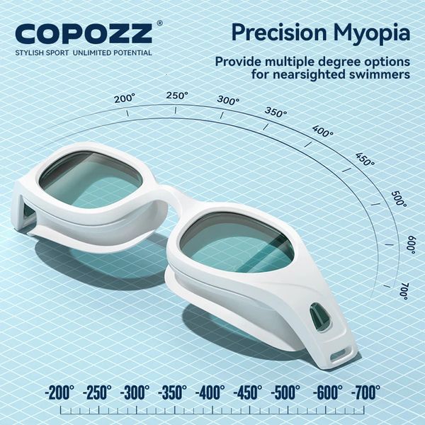 Copozz Myopia Swimming Goggles 2 à 7 Lunettes optiques avec un boîtier Prescription Adult Imperproof anti-Fog Swim Eyewear 240416