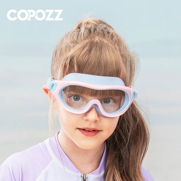 COPOZZ Gafas de natación profesionales con marco grande para niños, equipo de visión panorámica antiniebla para niños y niñas, gafas para nadar 240312