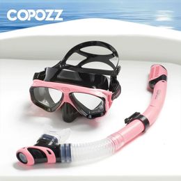 Copozz Professional Diving Mask Mask Fog Free Pildable Diving Poussins Swcugles Scelled Diving Temperred Glass Goggles Mens Goggles 240430