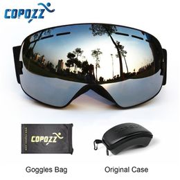 COPOZZ Lunettes de ski avec étui Masque de ski UV400 Anti-buée Lunettes de neige Big Spherical Ski Snowboard pour femmes hommes 220110