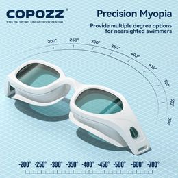 Copozz Summer Hombres Mujeres gafas de natación Miopía Adulto anti antideslizaciones Lente transparente 2 a 7 Pescocas de piscina con el caso 240416