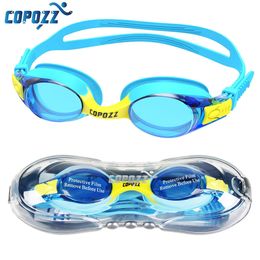 Copozz Swimming Goggles Kids Age 3-10 Affichez des verres de natation imperméables Clair Anti-Fog Protection UV Cadre en silicone doux et sangle 240417