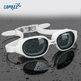 Copozz Swimming Goggles Myopia 0-1,5 à -7 hommes anti-brouillard Protection UV Lunes étanches de natation Diode verres de baignade 240425