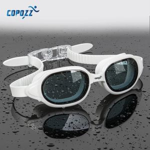 Copozz Swimming Goggles Myopia 0 15 à 7 hommes Femmes Anti Fog UV Verres imperméables Diopter Swim Eyewear 240416