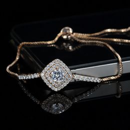 Koper AAA Cubic Zirconia Armband Ontwerper Wit Diamant Zuid-Amerikaans Verzilverd Bangle Verstelbare Charm Armbanden voor Dames Tiener Meisjes Sieraden Allergie GRATIS