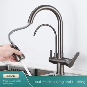 Cuisine en cuivre Cuisine et évier de tir pivotant froid Végétable 3in1 Purificateur d'eau robinet 240325