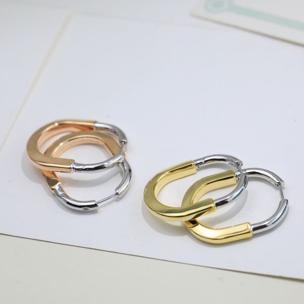 Copper Brand Designer Lock Hollow Round Charm Circle Loop Loop Boucles d'oreilles pour femmes bijoux avec cadeau de fête