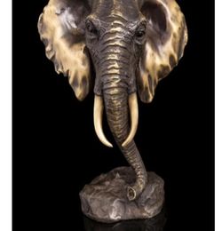 Cuivre en cuivre artisanat chinois ation asiatique sculpture moderne en bronze statuette feng shui statue d'éléphant buste buste sculpture bronze8033251