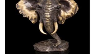 Koper messing Chinese ambachten ation Aziatische moderne sculptuur bronzen beeldje feng shui standbeeld olifant head bust sculptuur brons8368394