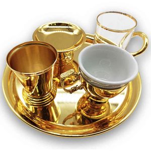 Copper Coffeware Set Ottomaanse Arabische Koffie Filter Tamper Colander Pot Latte Houder Pod Box Cup Porselein Capsule Power Tool